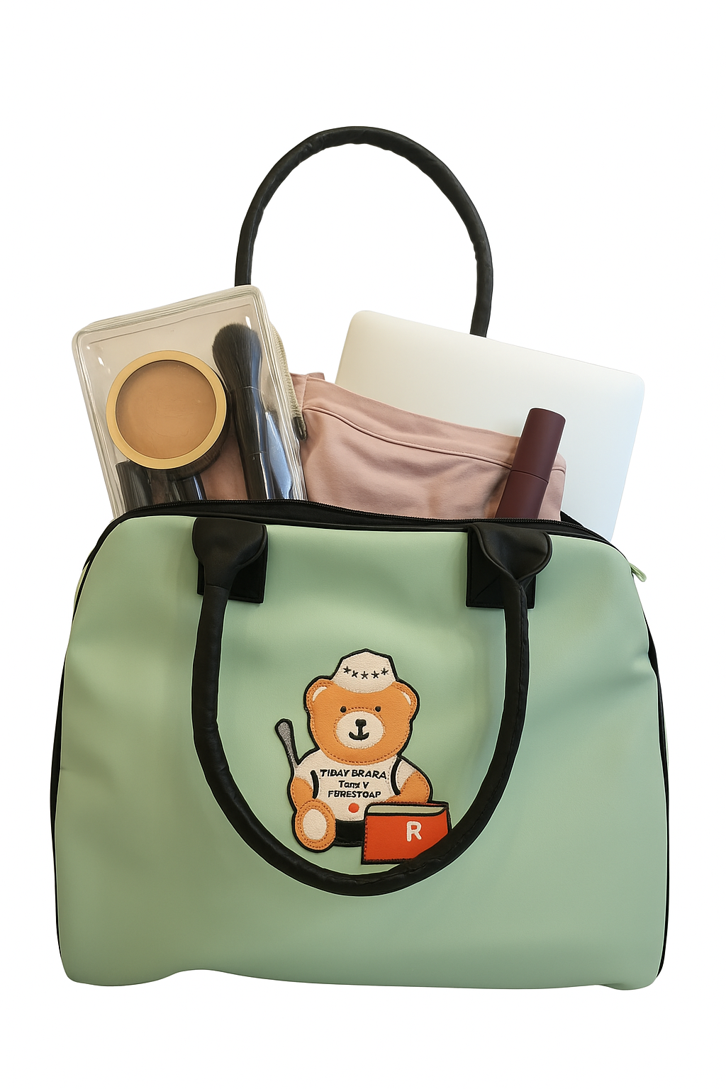 Teddy Motif Extra Large Leatherette Tote Bag