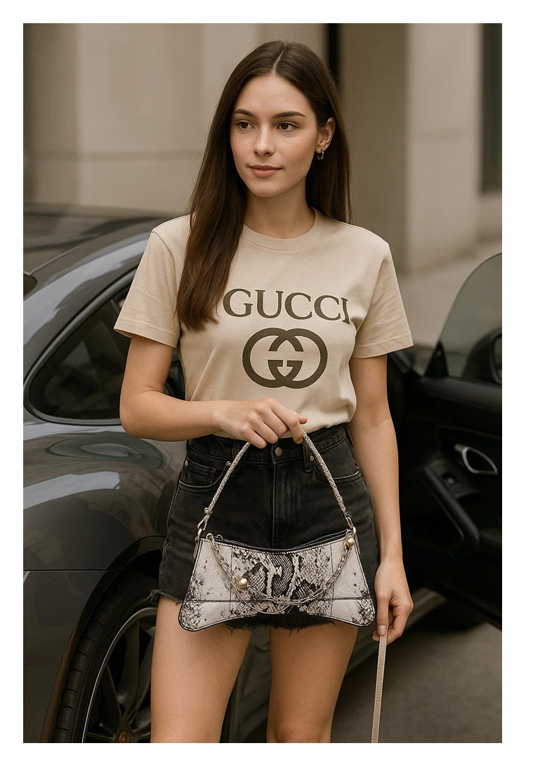 Snake Skin Print Mini Handbag