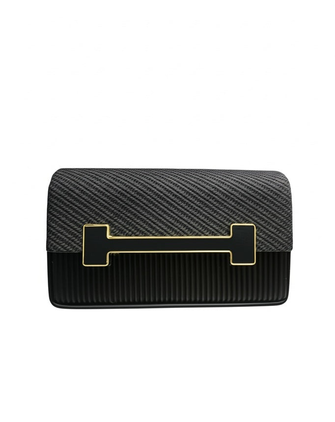 Boxy Shape H Buckle Handbag