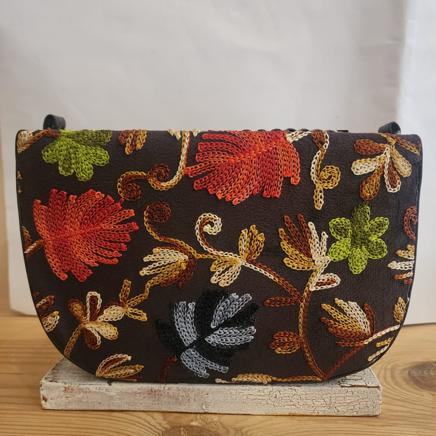 Pashmina style embroidery Boat Sling bag