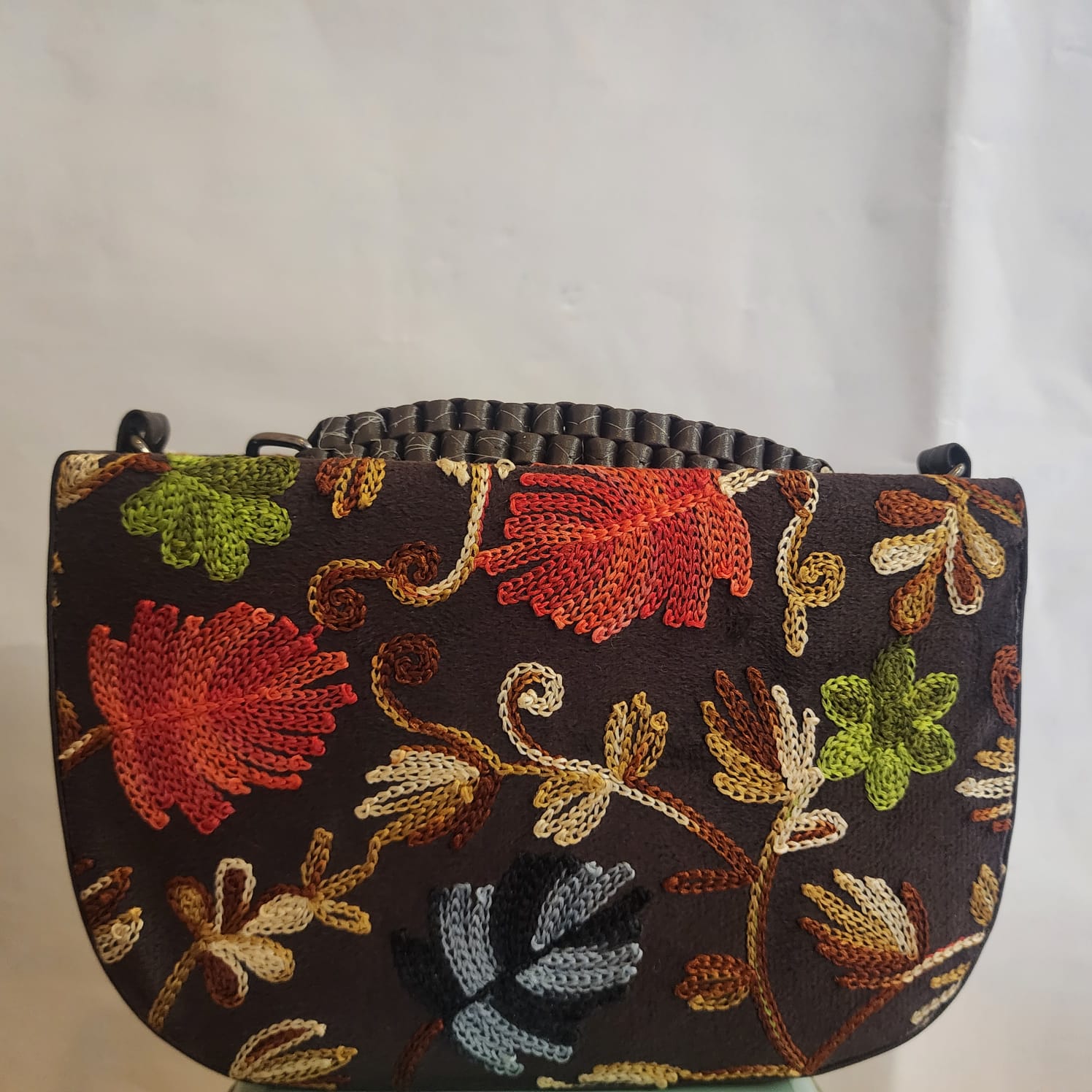 Pashmina style embroidery Boat Sling bag