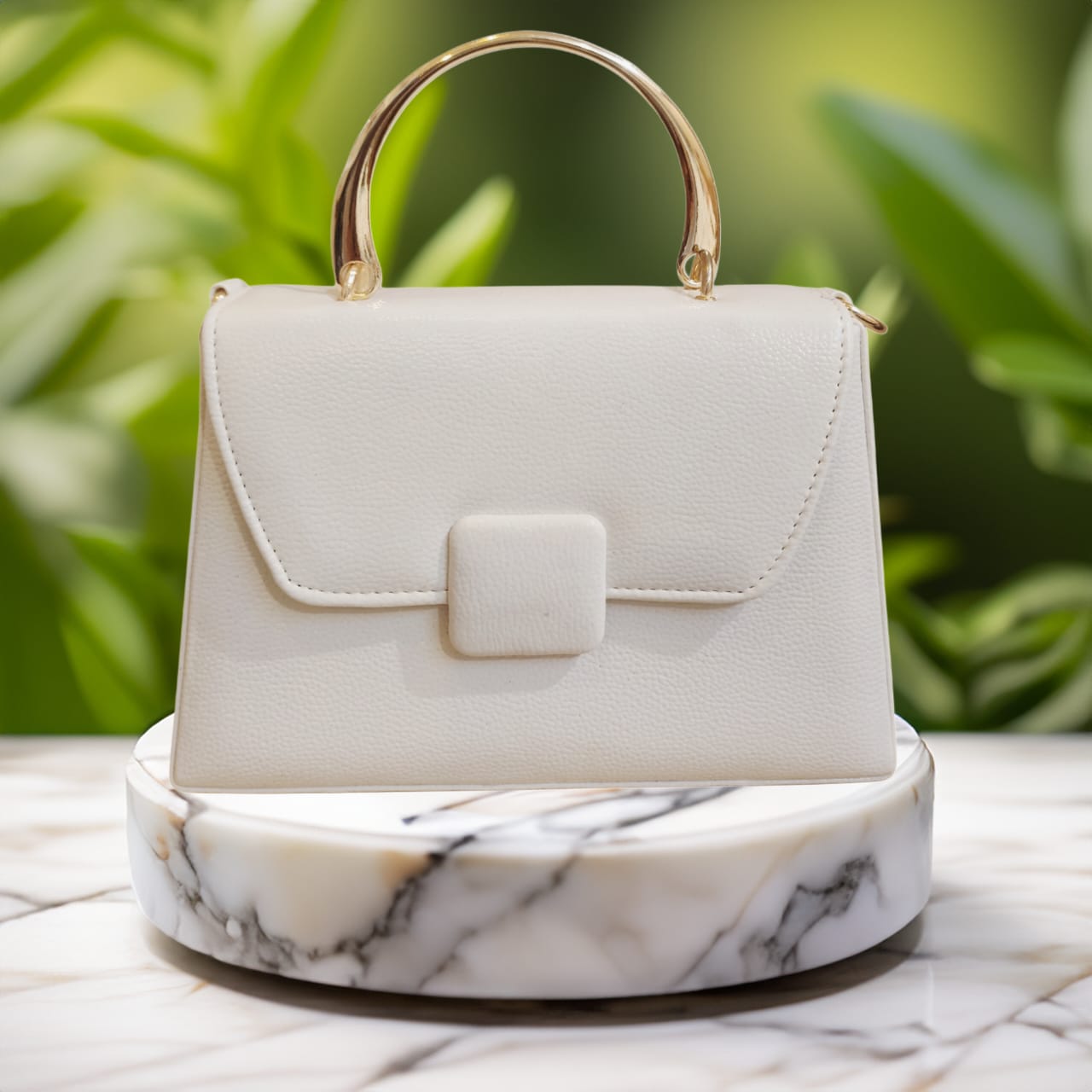 Bucket shape Satchel Style leatherette metal handle