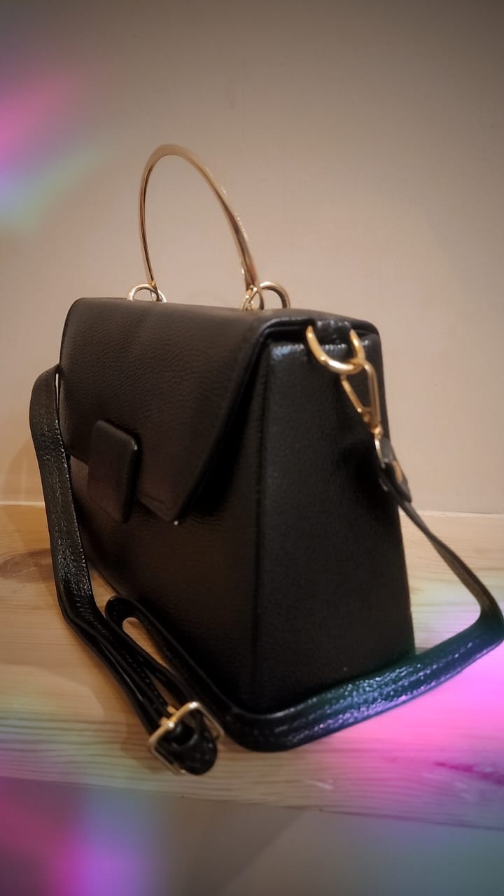 Bucket shape Satchel Style leatherette metal handle