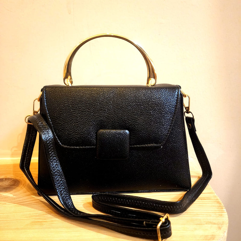 Bucket shape Satchel Style leatherette metal handle