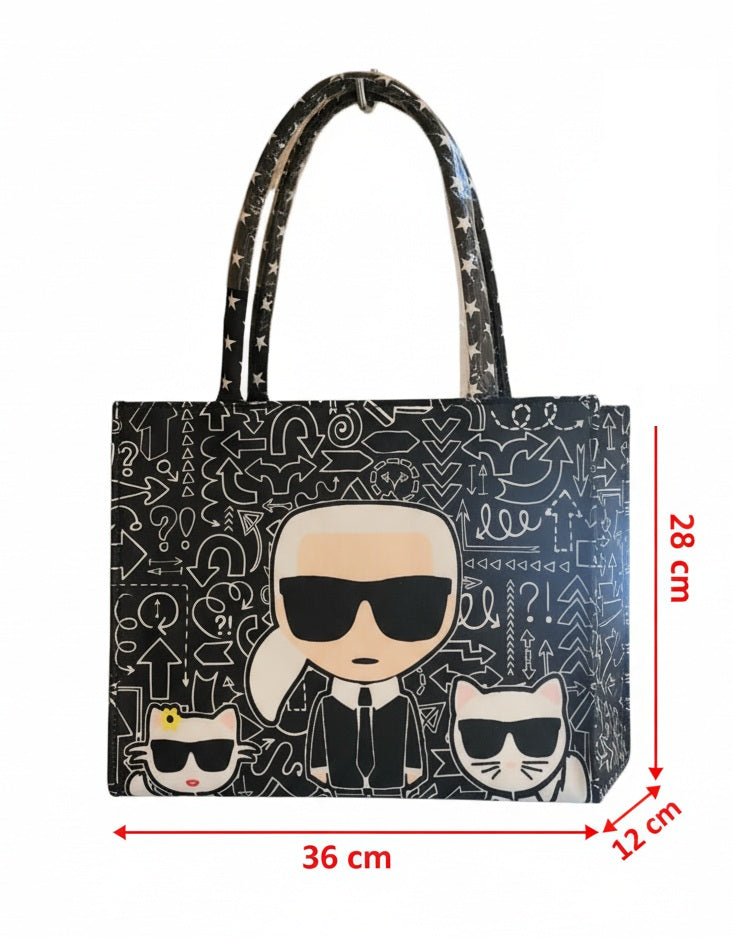 Karl Designer Character Black & White Tote