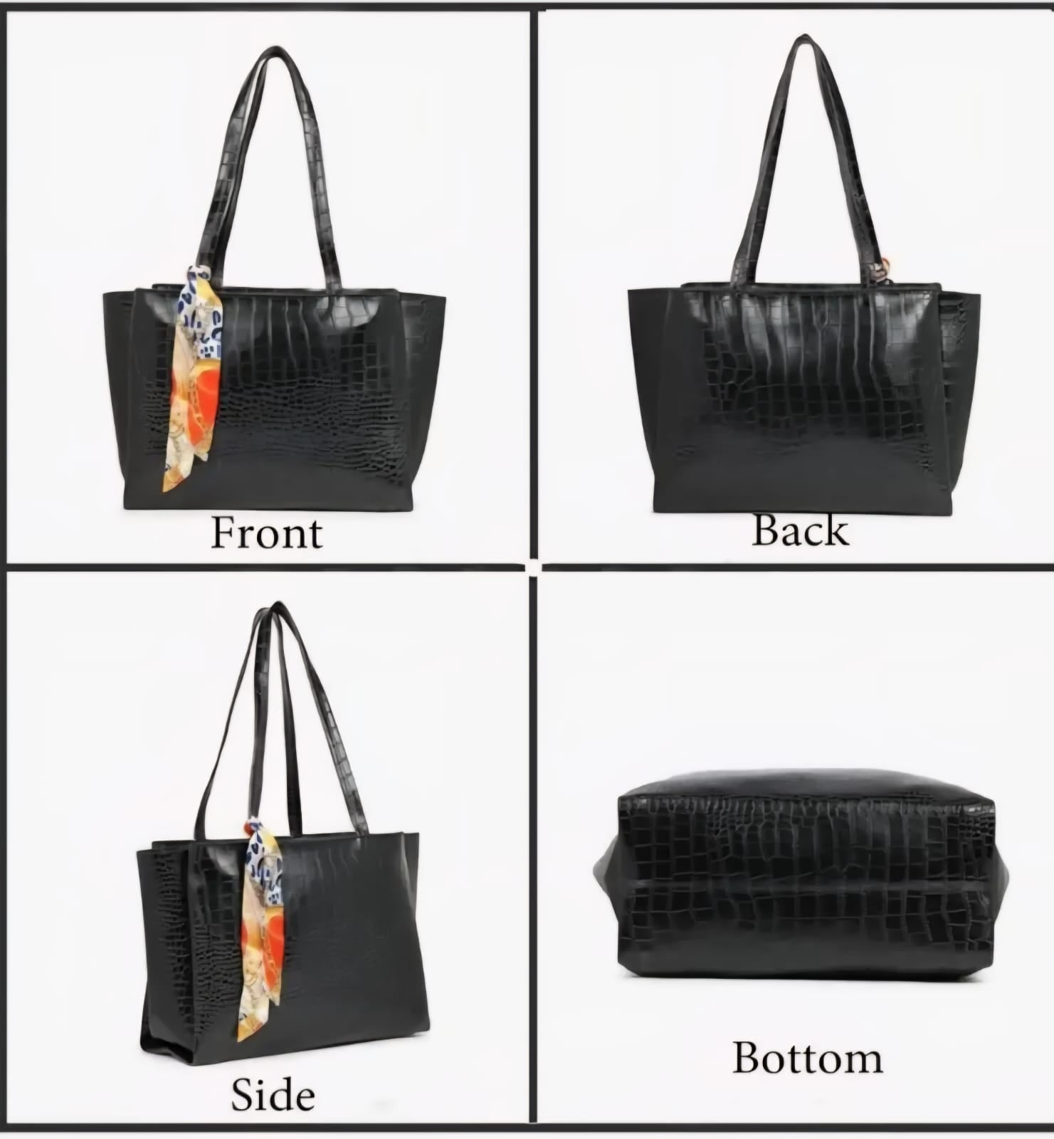 Croco Vegan LeatherTote with Random scarf