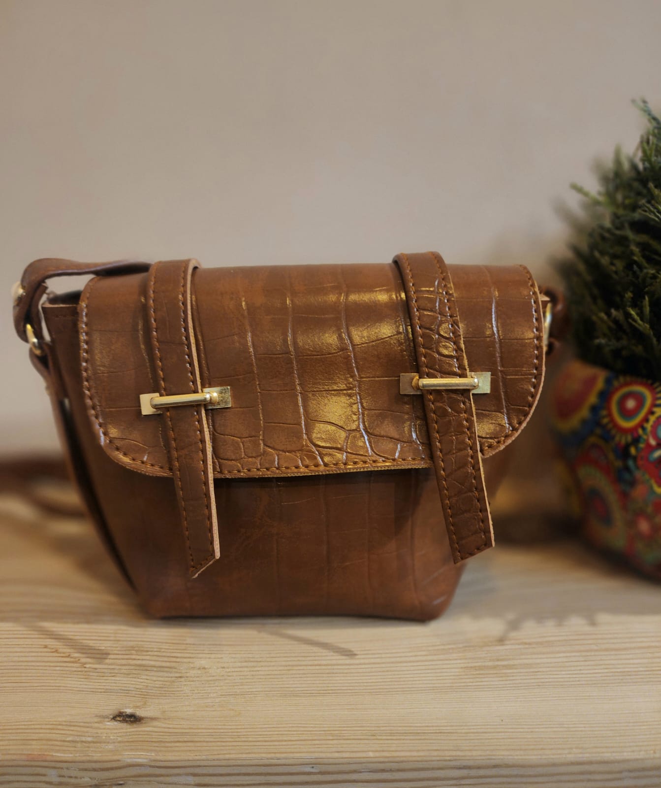 Croco vintage style Mini Sling Bag