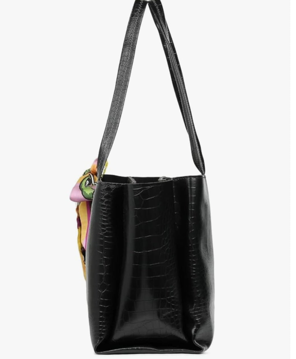Croco Vegan LeatherTote with Random scarf