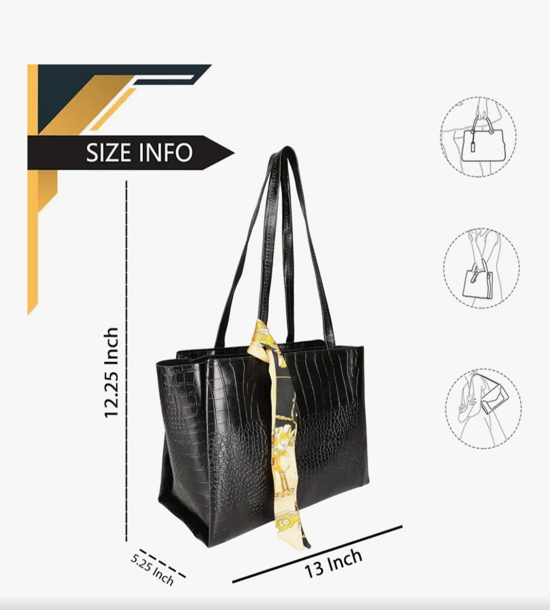 Croco Vegan LeatherTote with Random scarf