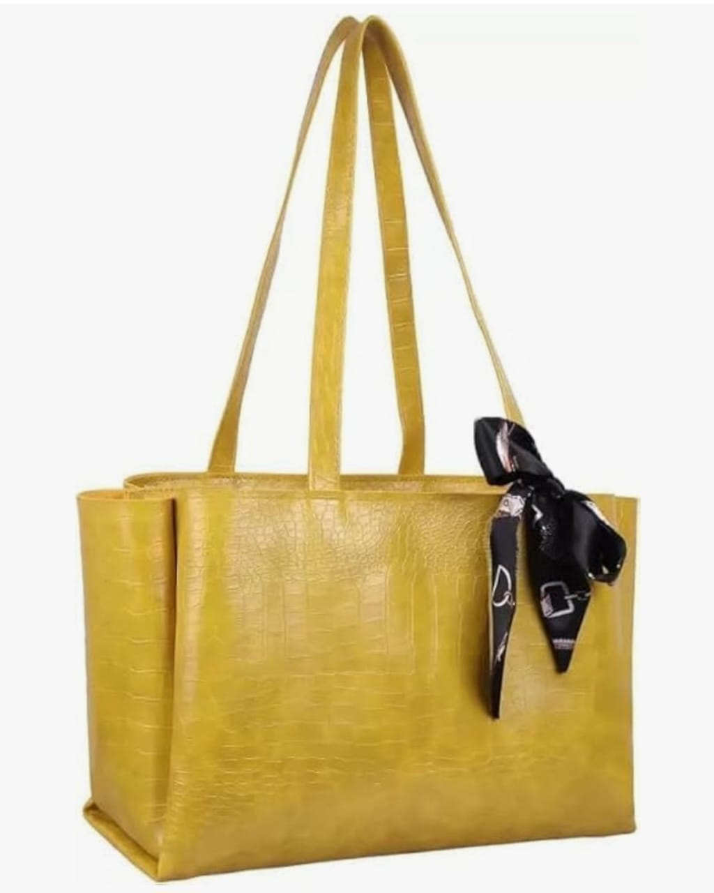 Croco Vegan LeatherTote with Random scarf