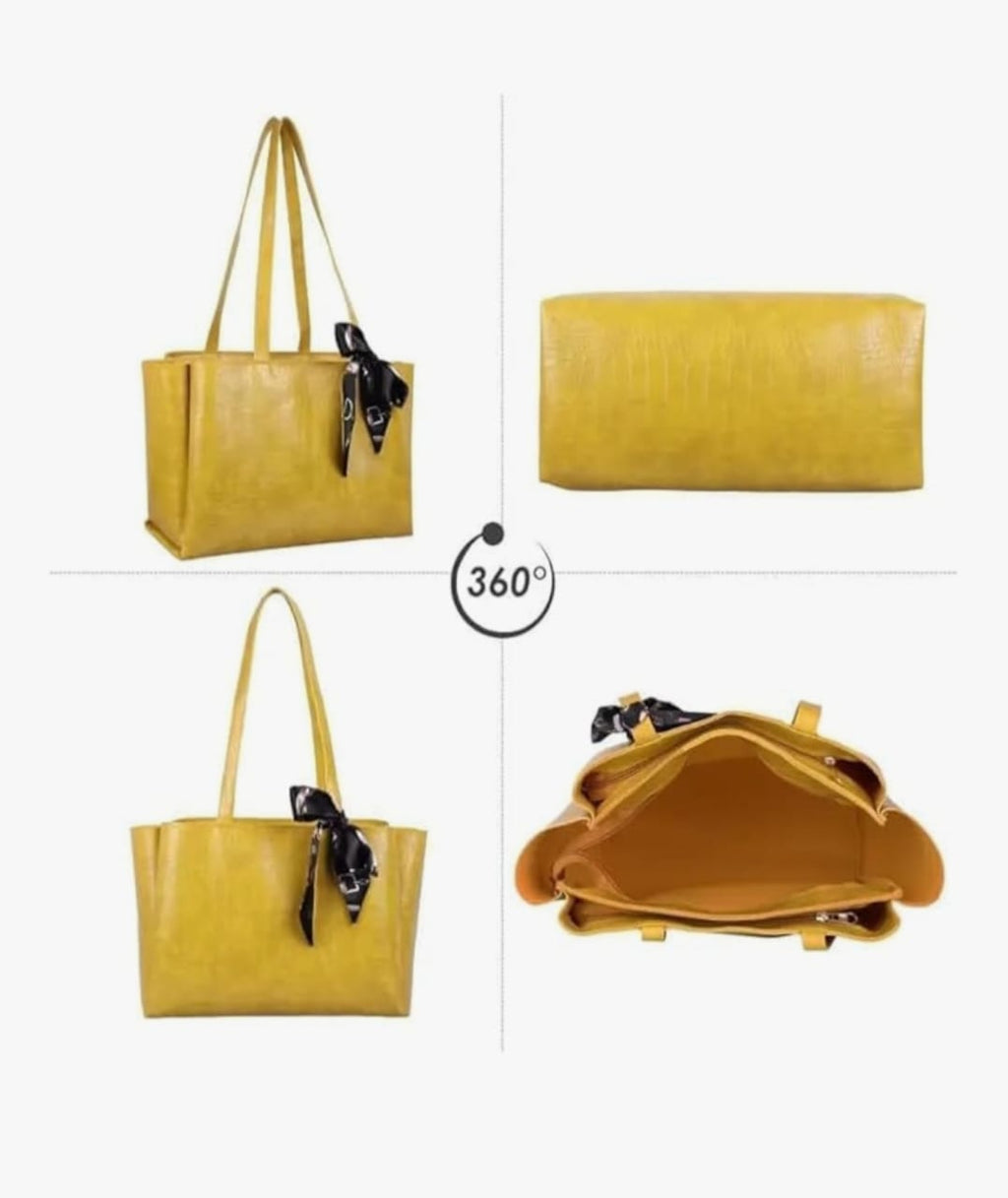 Croco Vegan LeatherTote with Random scarf