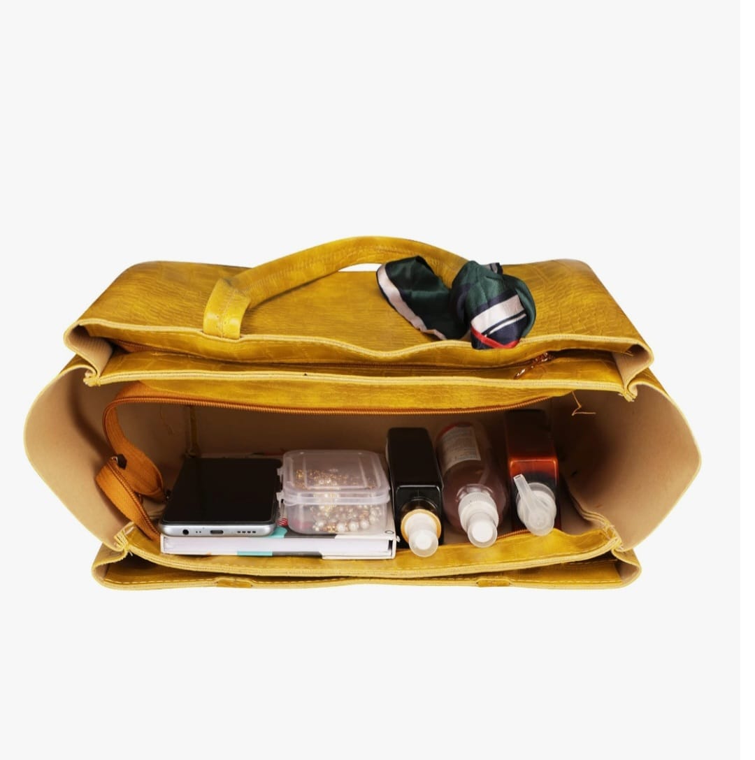 Croco Vegan LeatherTote with Random scarf