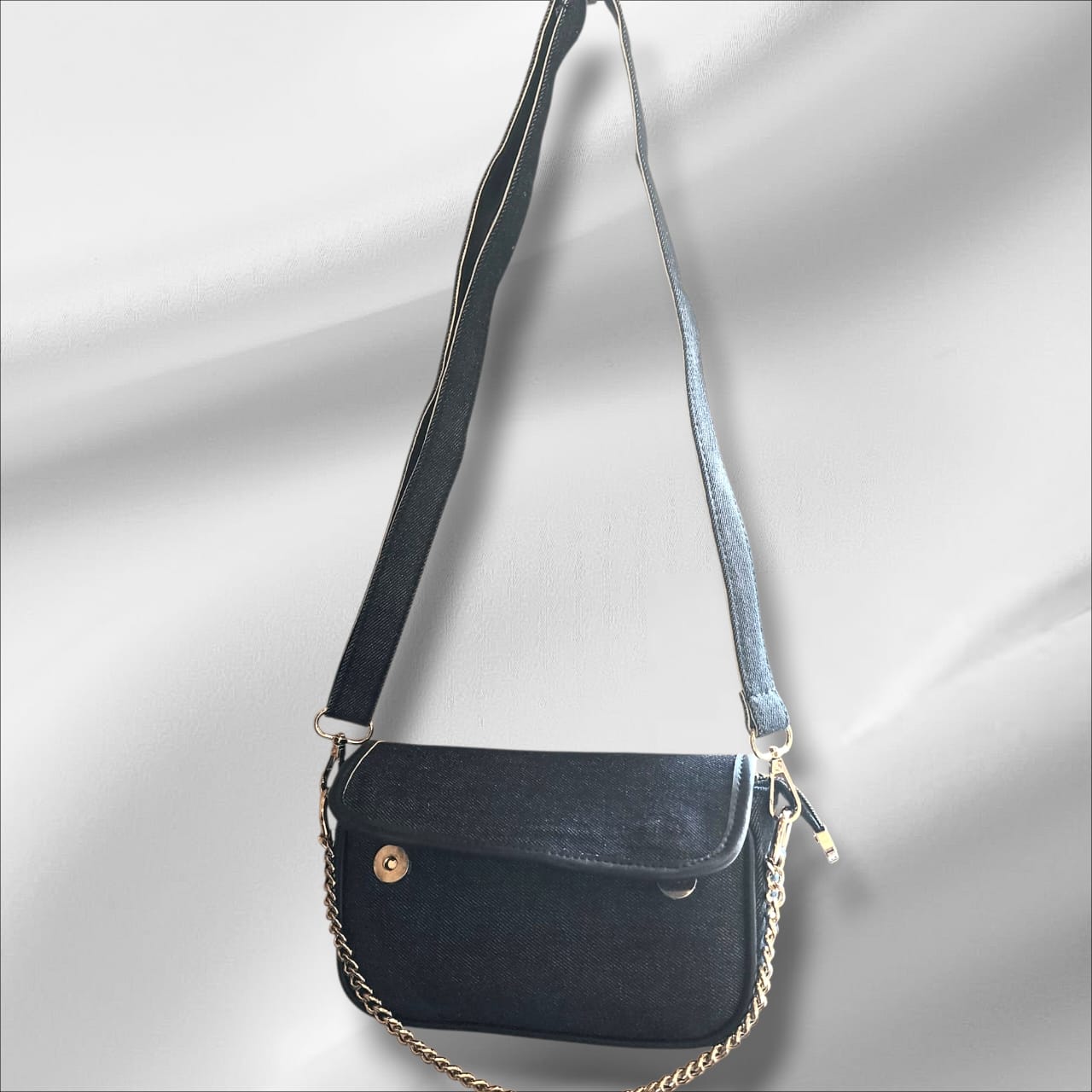 Denim Sling bag with Metal Chain