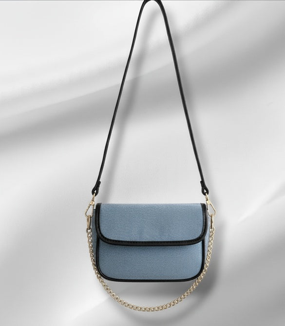 Denim Sling bag with Metal Chain