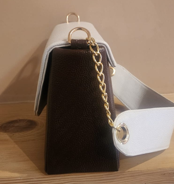 Leather dual tone sling Handbag