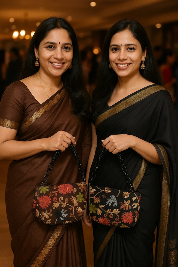 Pashmina style embroidery Boat Sling bag