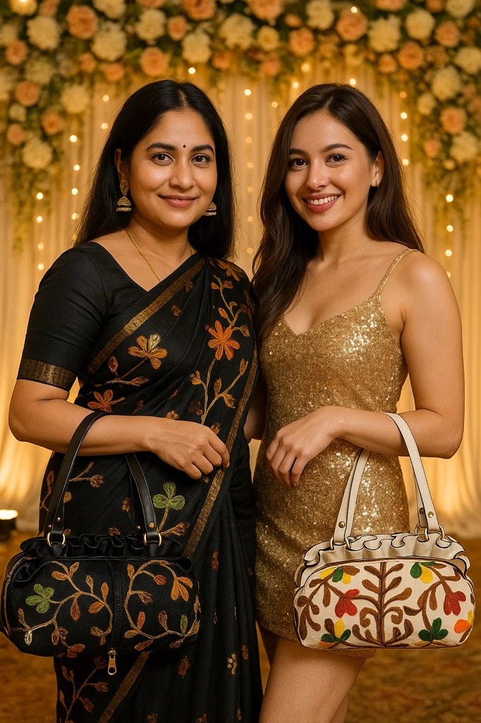 Floral embroidered handbag