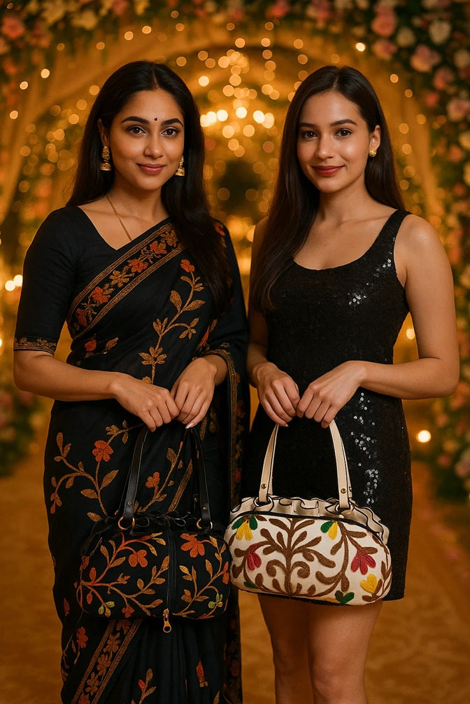 Floral embroidered handbag