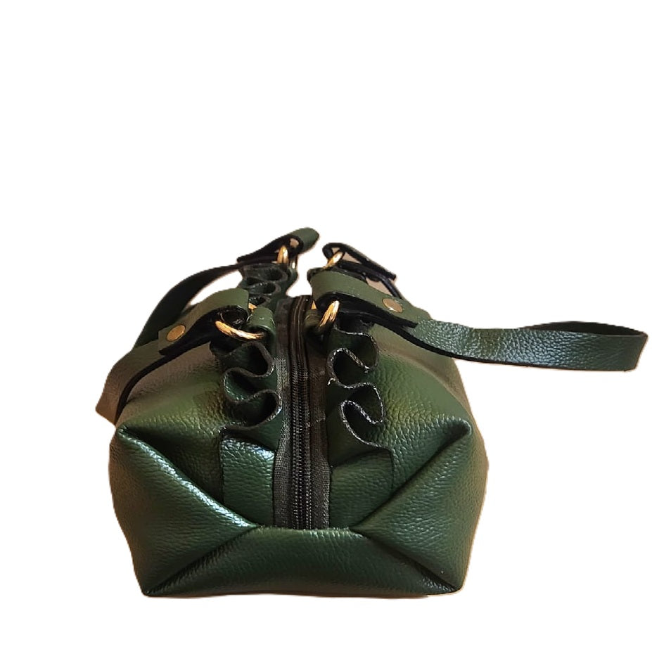 Leatherette frill Round Handbags