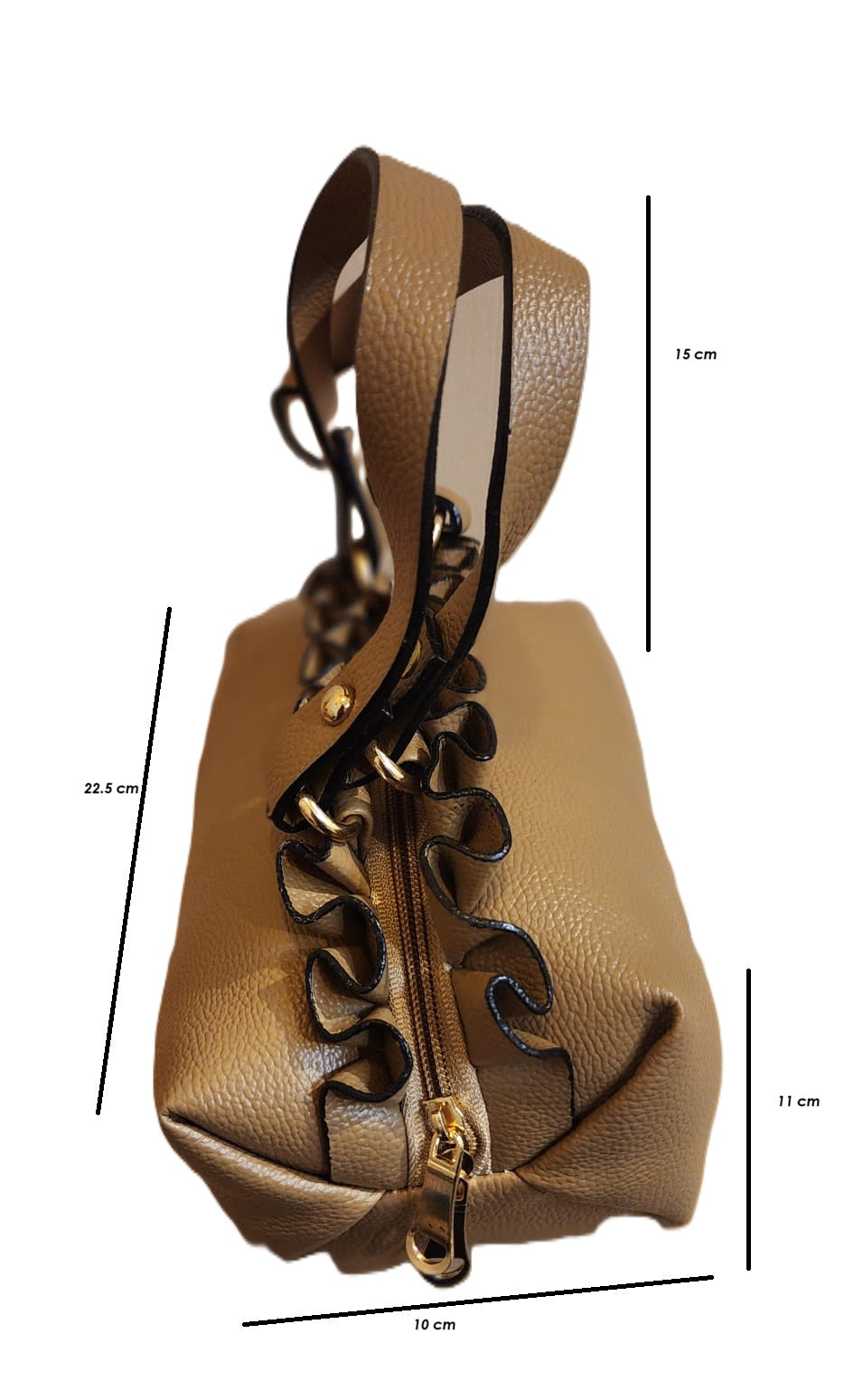 Leatherette frill Round Handbags