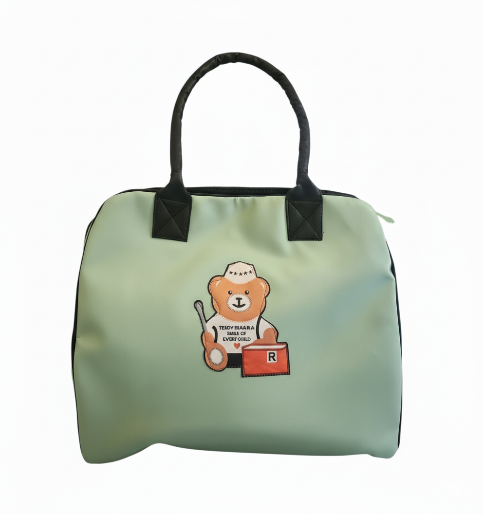 Teddy Motif Extra Large Leatherette Tote Bag