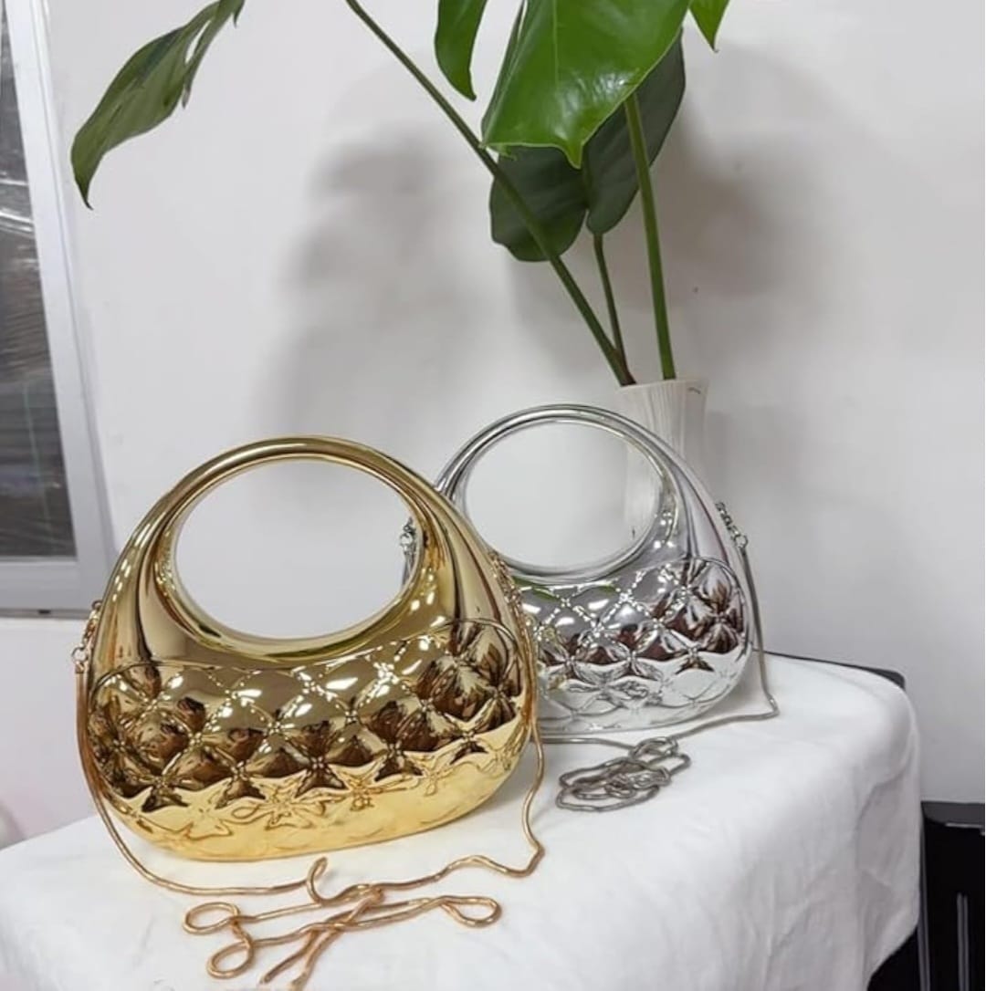 Metallic Finish- Acrylic Quilted Sling Bag