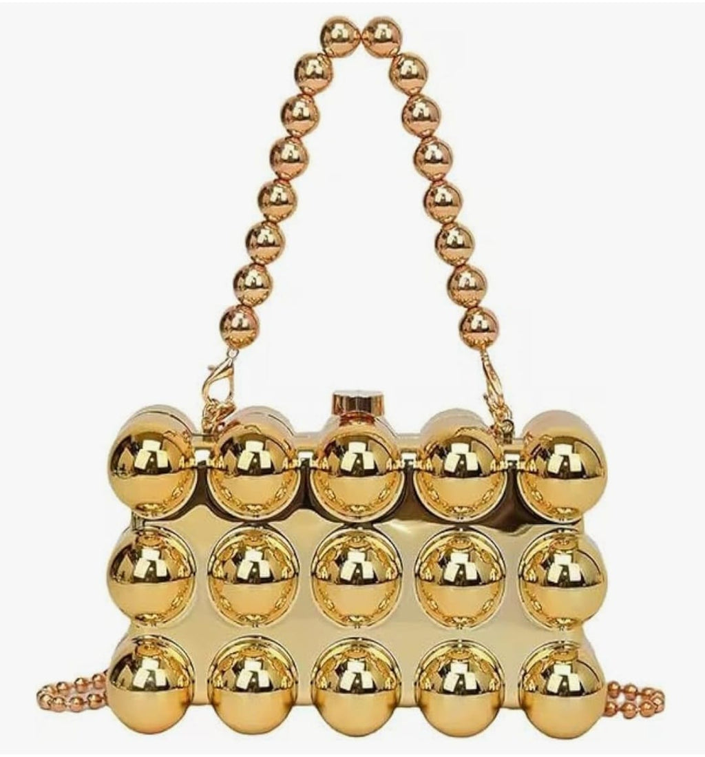 Metallic Bubble Clutch in Gold colour