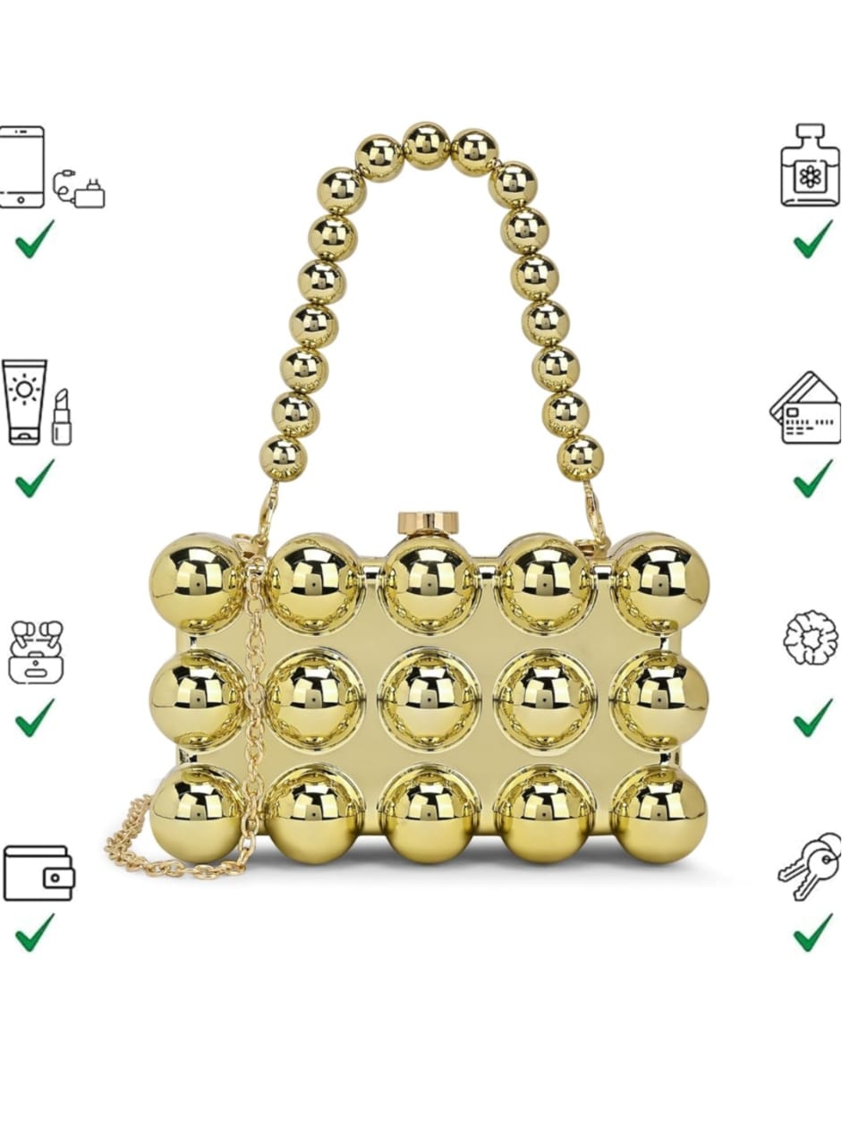 Metallic Bubble Clutch in Gold colour