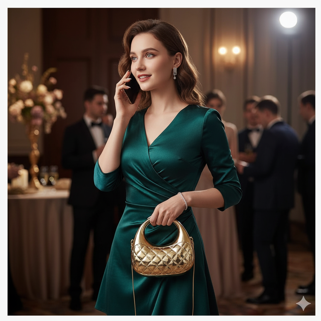 Metallic Finish- Acrylic Quilted Sling Bag