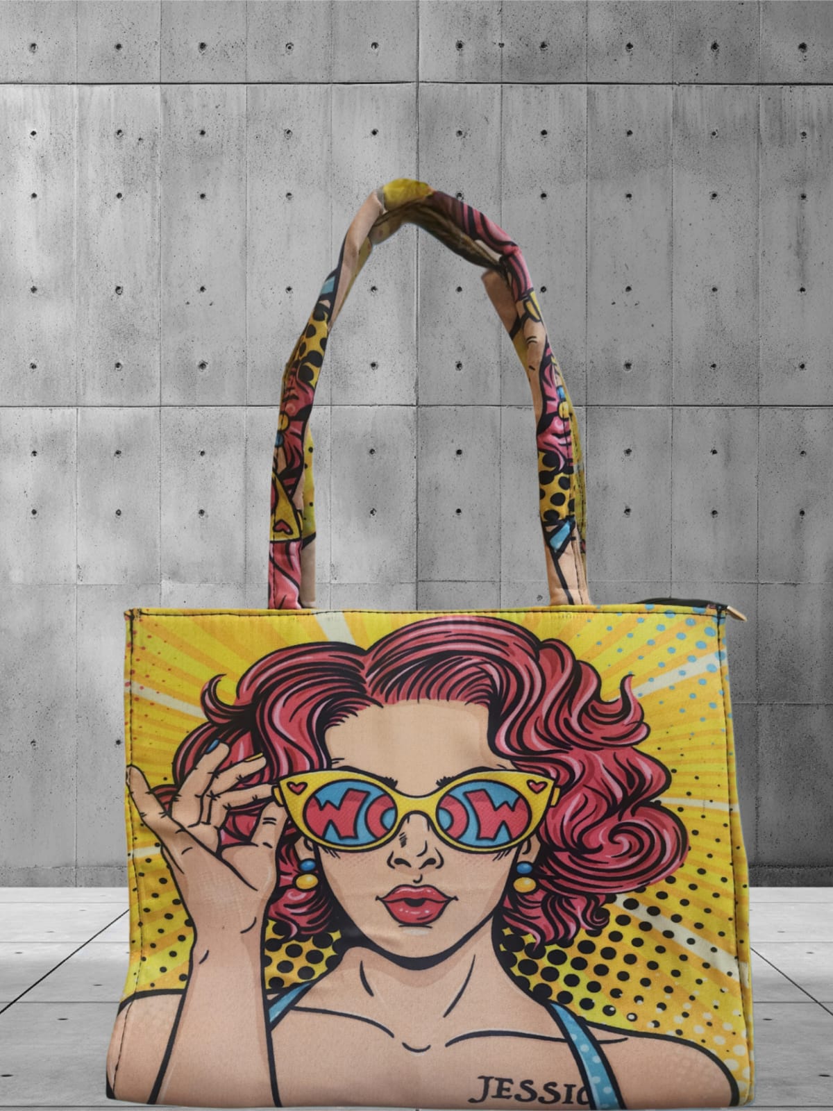 Jessica Quirky Print Tote - Yellow
