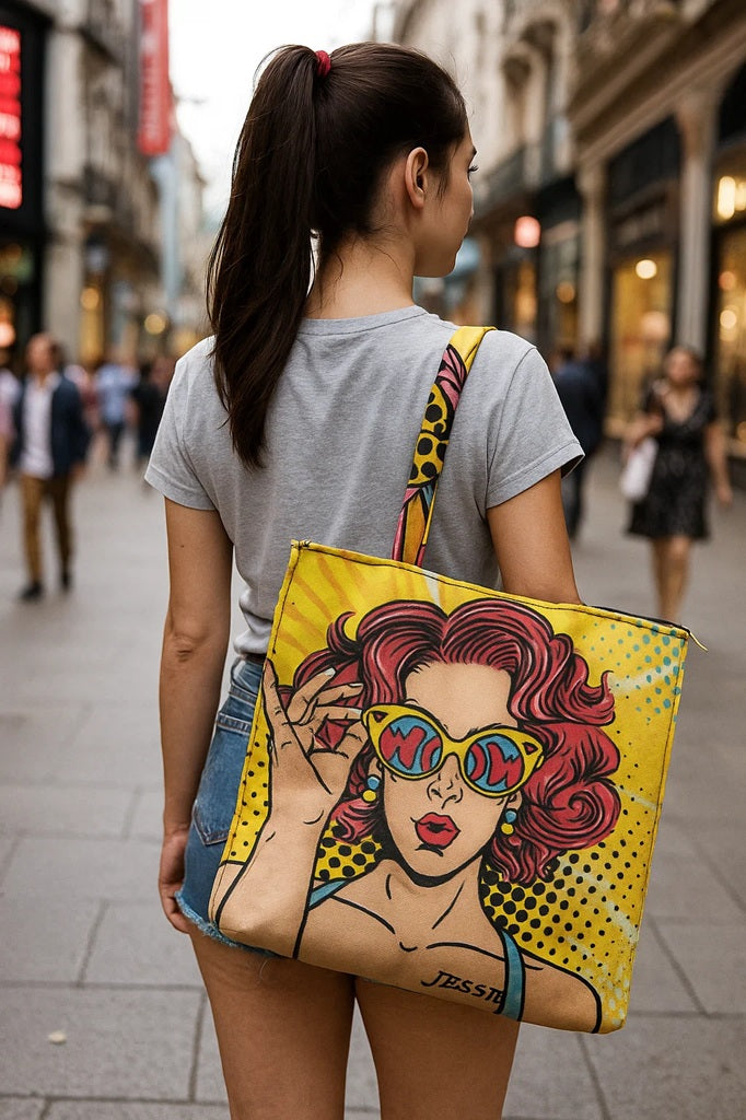 Jessica Quirky Print Tote - Yellow