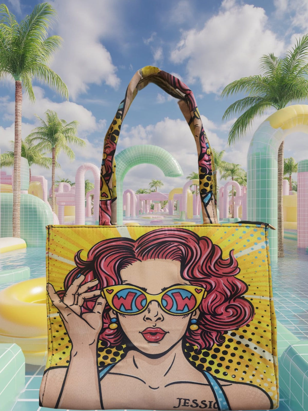 Jessica Quirky Print Tote - Yellow