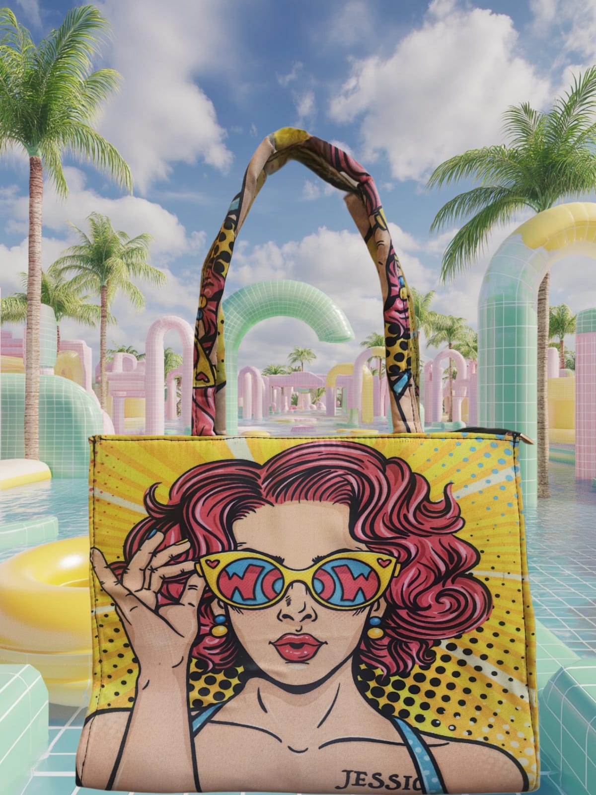 Jessica Quirky Print Tote - Yellow