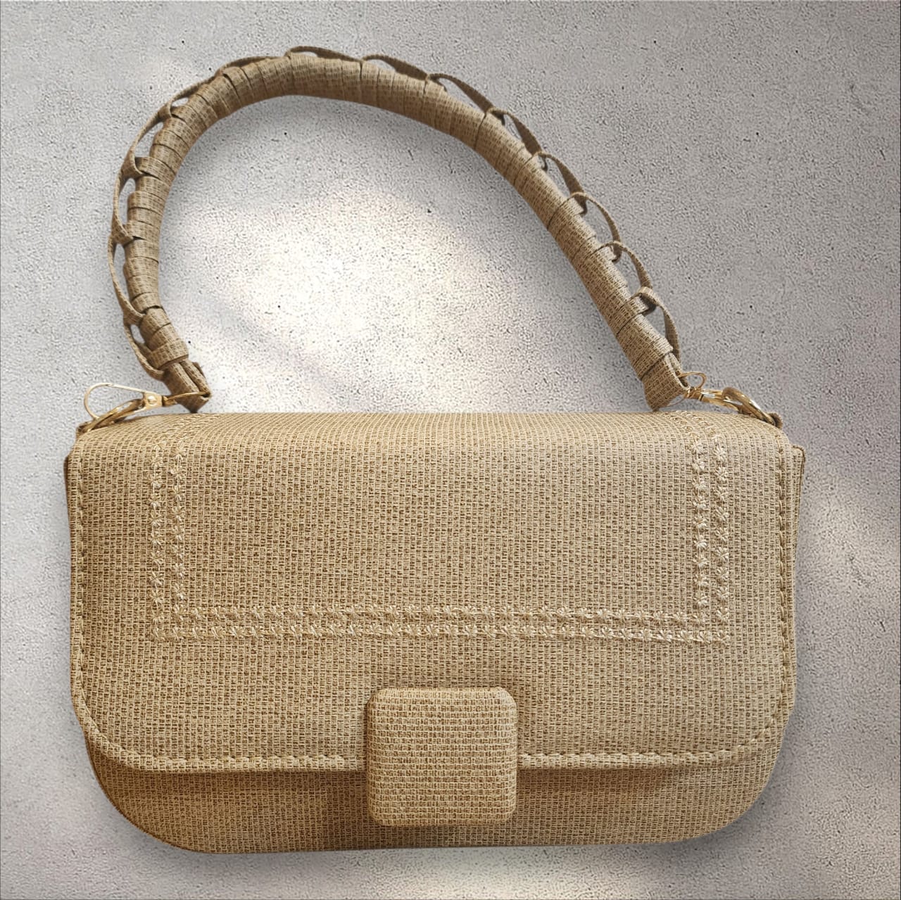 Jute Texture Handbag with rope design handle