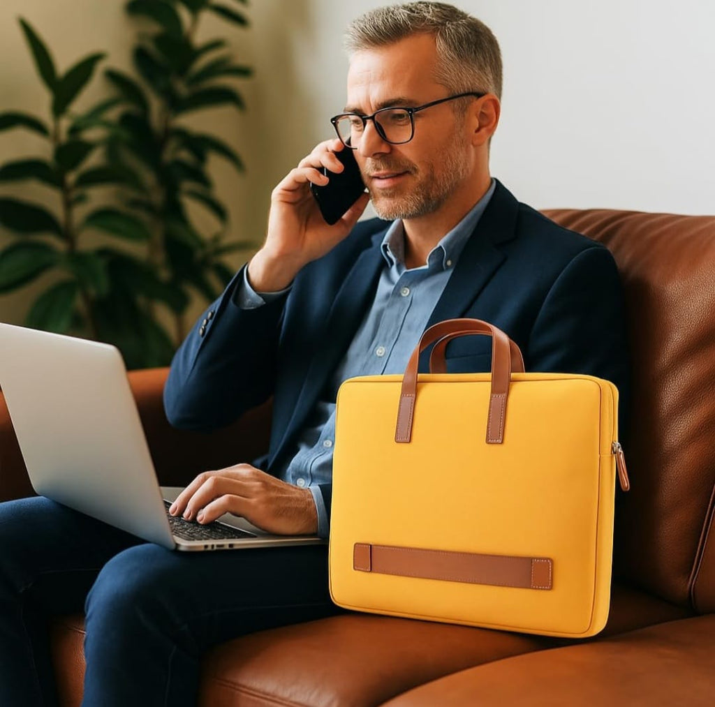 Vegan Leather Laptop Sleeve / bag in pastel Shades