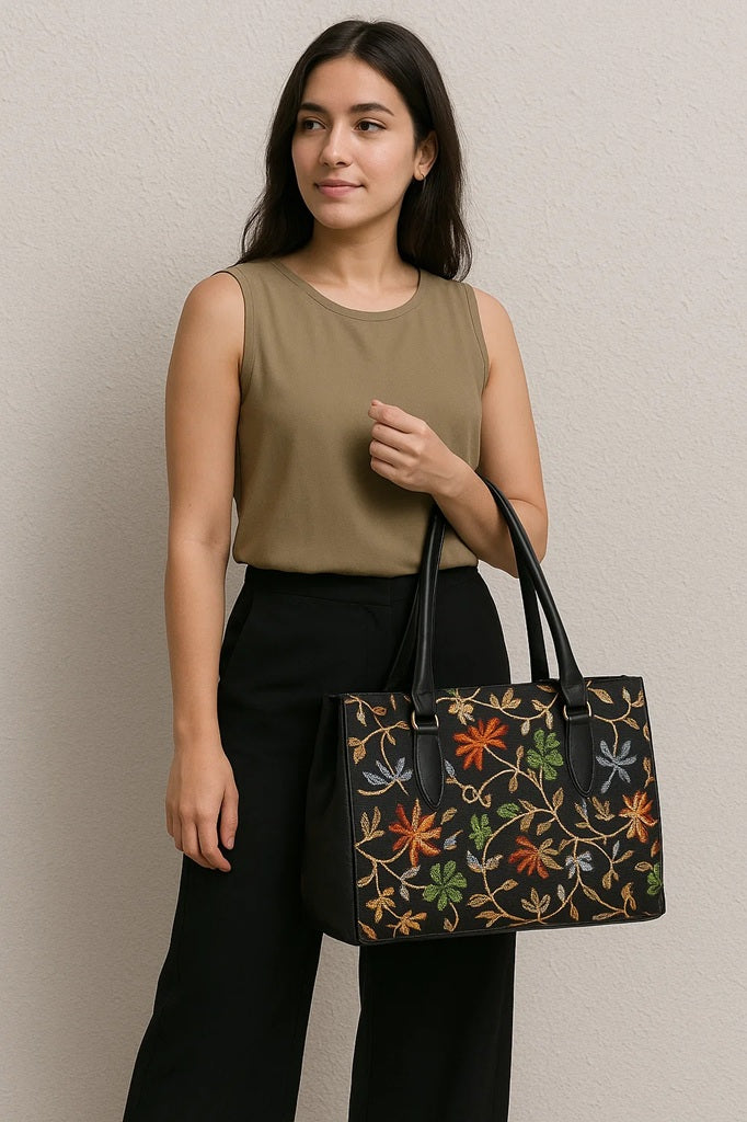 Large Pashmina Style Embroidery Tote