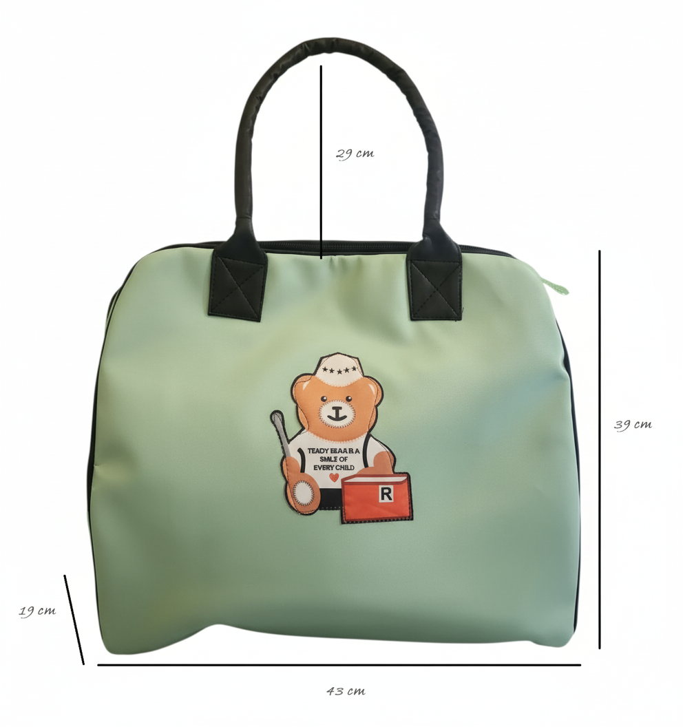 Teddy Motif Extra Large Leatherette Tote Bag