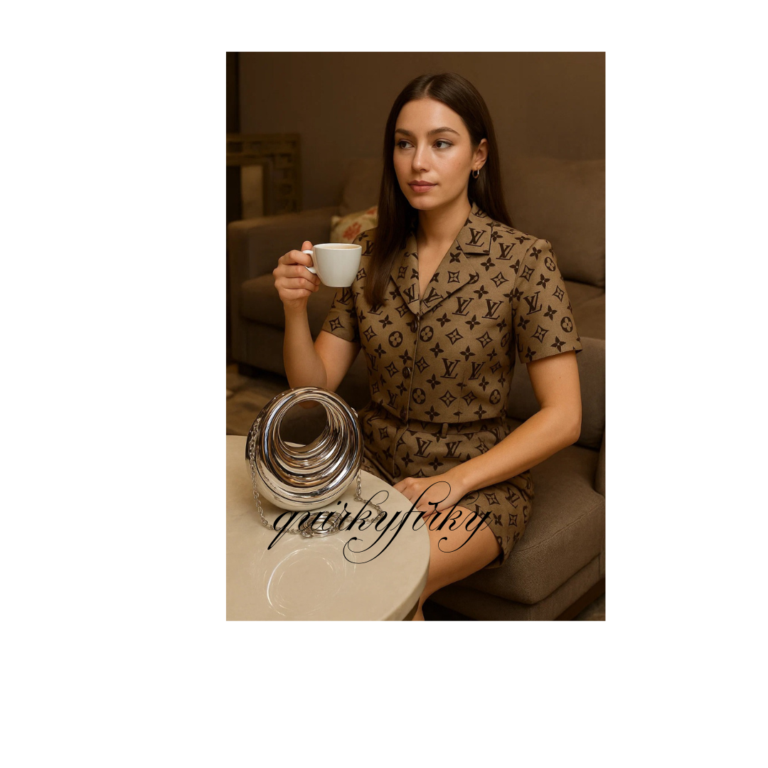 Waves crescent moon shape Metallic finish clutch