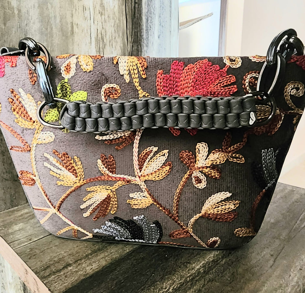 Pashmina style embroidery Boat Sling bag