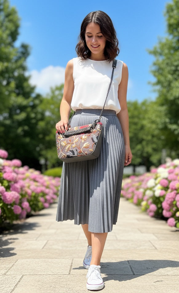 Pashmina style embroidery Boat Sling bag