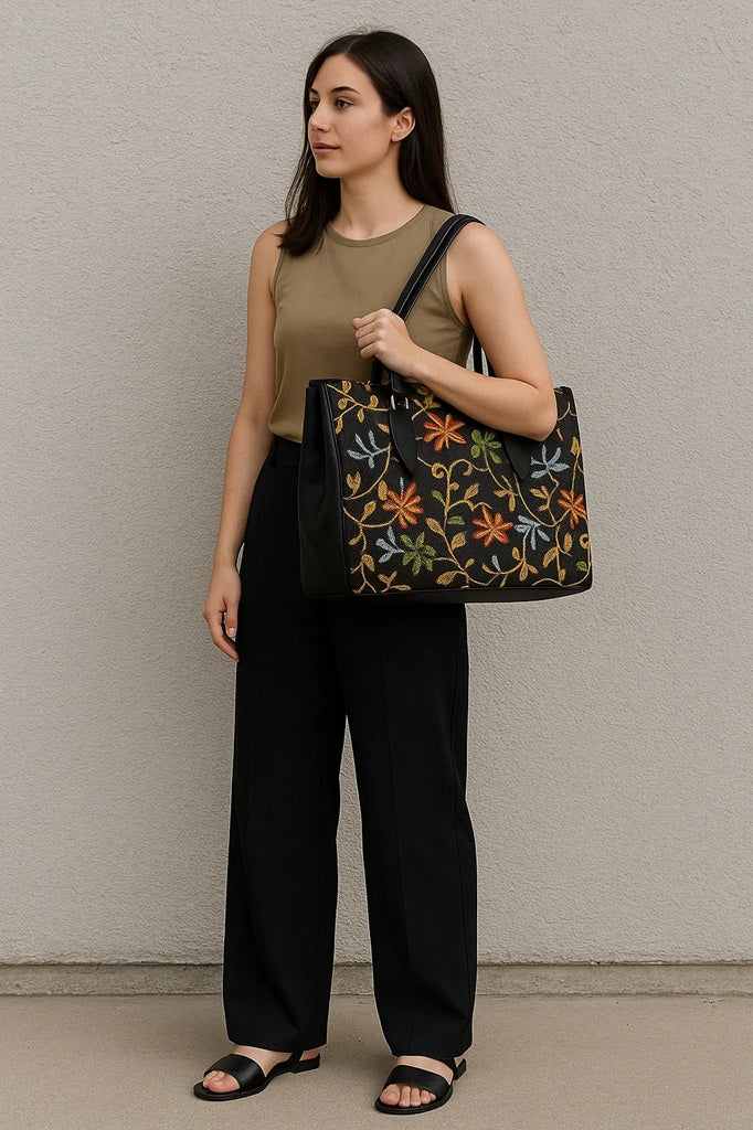 Large Pashmina Style Embroidery Tote