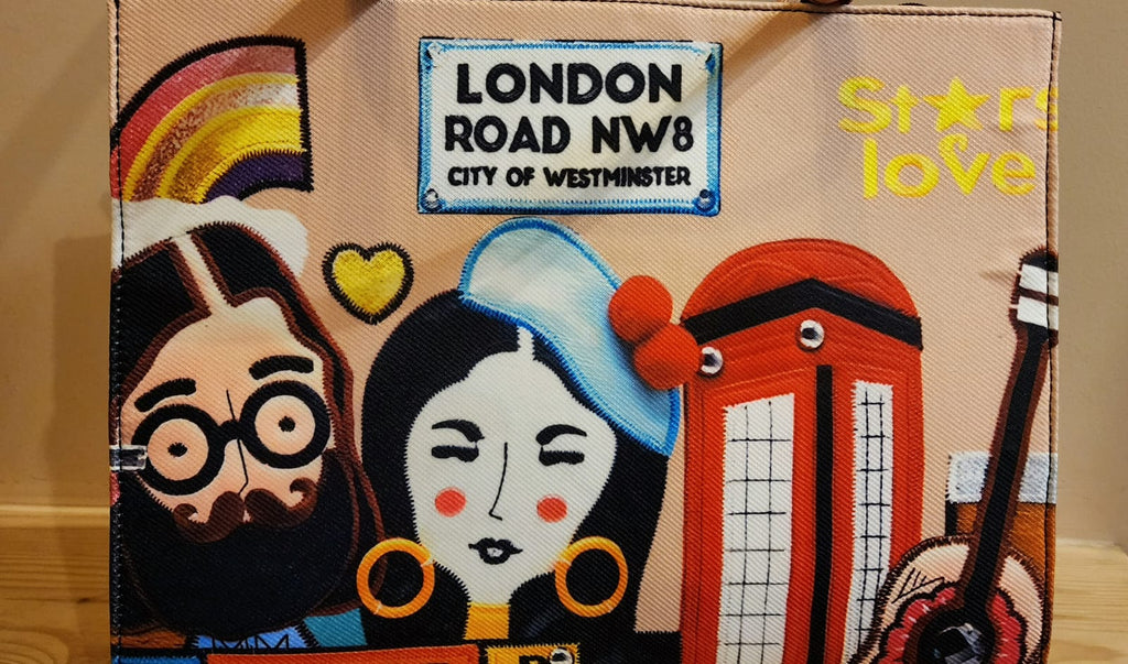 London Quirky Artwork Tote Bag -Pink color