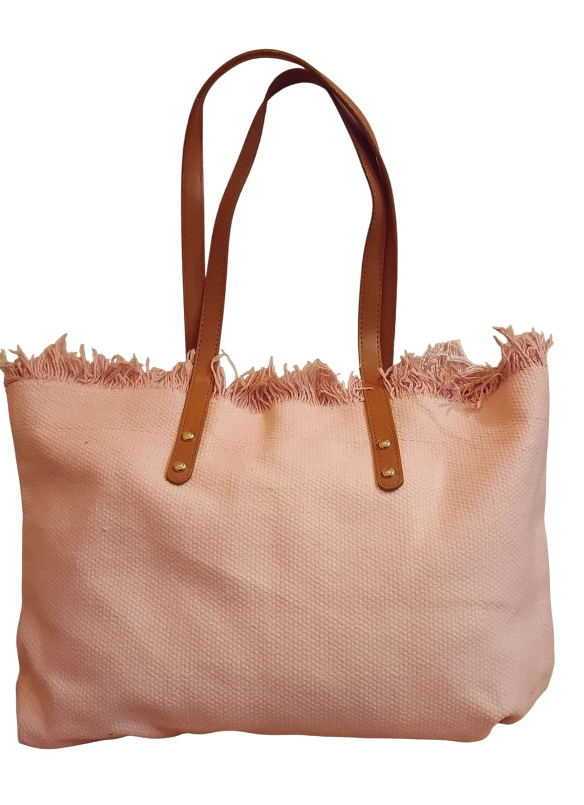 Large matty Tote with leather handles - Pink colour