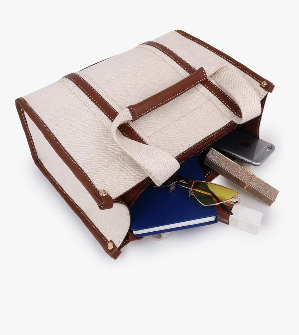 Extra Premium Large Tote - with leather trim handles, Fits 17" Laptop size