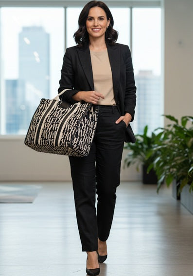 Extra Premium Large Tote - with leather trim handles, Fits 17" Laptop size