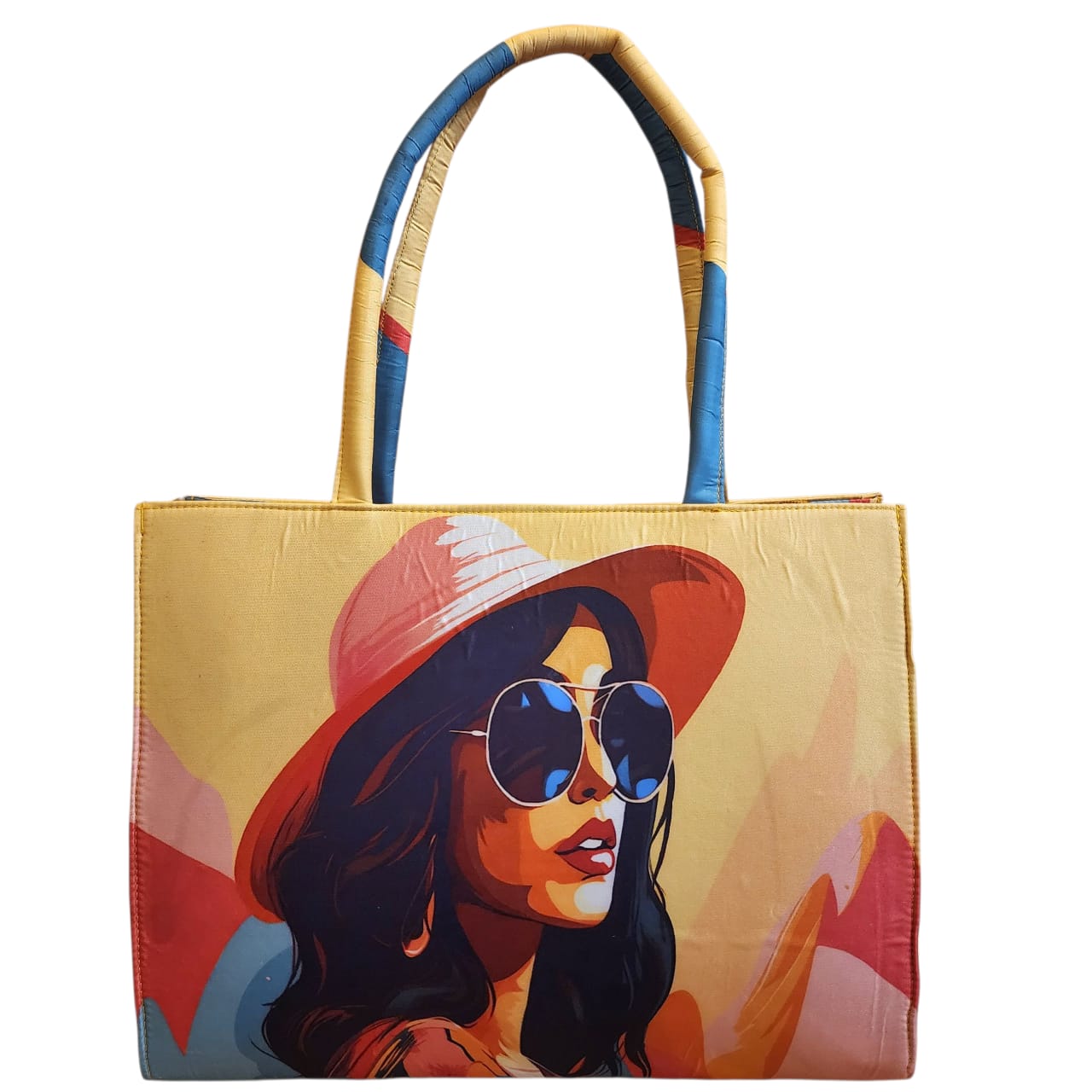 Large Quirky Artwork Print on Satin bag