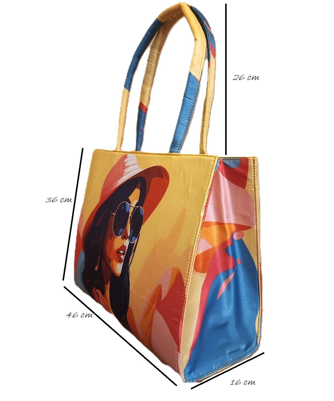 Large Quirky Artwork Print on Satin bag