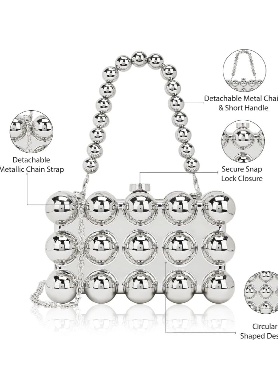 Metallic Bubble Clutch in Gold colour