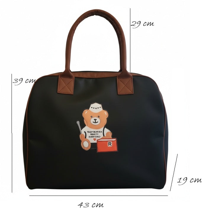 Teddy Motif Extra Large Leatherette Tote Bag
