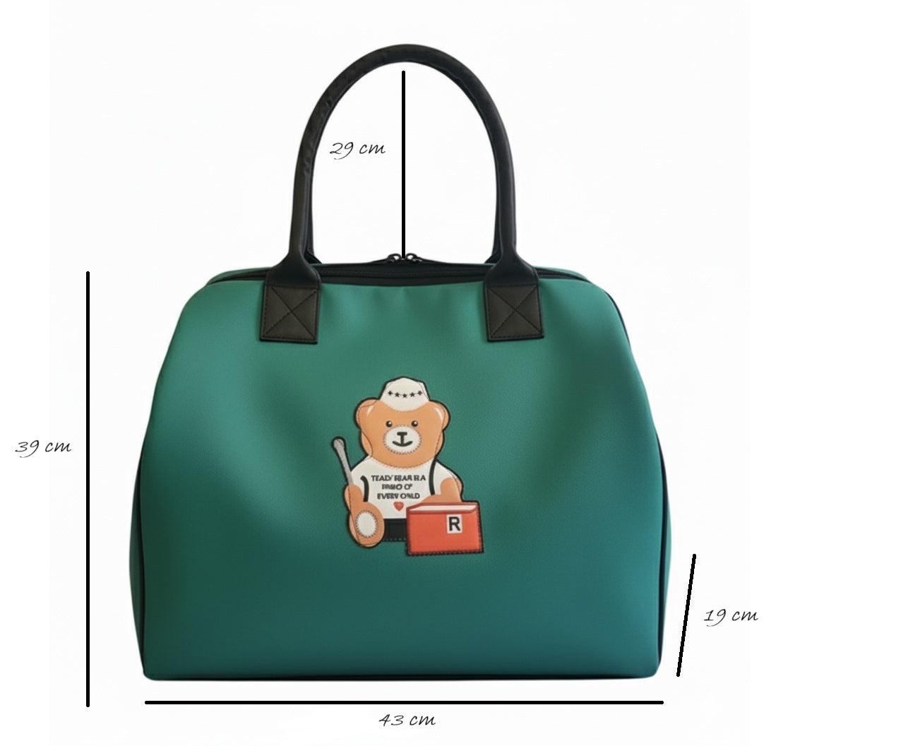 Teddy Motif Extra Large Leatherette Tote Bag